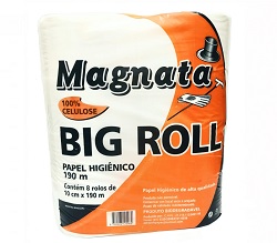 Papel higiênico Big Roll magnata 100% cel hidrossolúvel c/8x190m