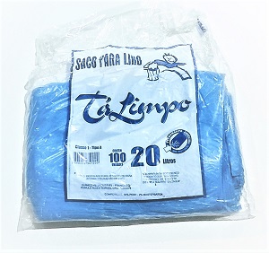 Saco azul para lixo capacidade 20 lt c/100 sacos