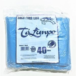 Saco azul para lixo capacidade 40 lt c/100 sacos