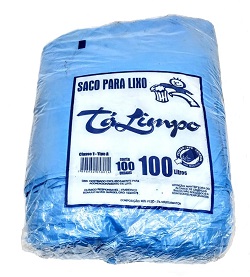 Saco azul para lixo capacidade de 100 lt c/100 sacos