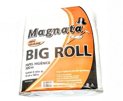 Papel higiênico Big Roll magnata 100% cel hidrossolúvel c/8x300m