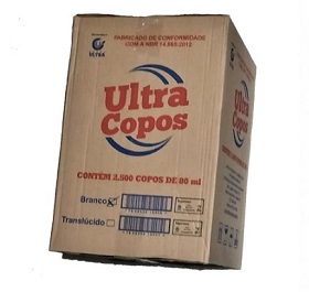 Copo descartavel 80 ml ps branco ULTRA COPOS cx c/25×100