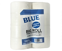 Papel higienico big roll Folhas duplas Blue com 8 rolos x 200 metros