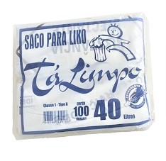 Saco branco para lixo infectante marca TALIMPO capacidade 40lt c/100 sacos
