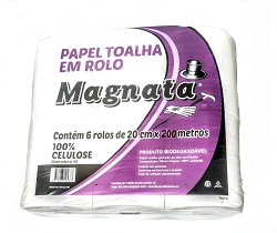 Papel toalha em rolo MAGNATA 100% celulose 32G c/6rolos x 200m X 20cm