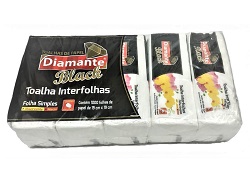 Papel toalha interfolha DIAMANTE BLACK 1000 fls suaves e macias emb. abra e puxe