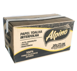 Papel toalha interfolha ALPINO 100% celulose 21x20cm c/2000 folhas
