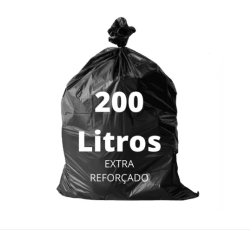 Saco plastico preto para lixo, capacidade 200 litros unidade, tipo extra reforçado