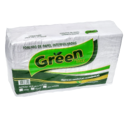 Papel toalha interfolha GREEN 100% celulose virgem c/1000 folhas simples 20,5×19,5