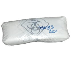 Saco plástico branco com impressão indicando LIXO INFECTANTE para uso em clinicas, consultórios e hostipais Fardo c/200 sacos